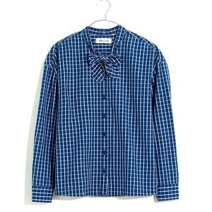 Madewell Denim Tie-Neck Westlake Shirt in Plaid